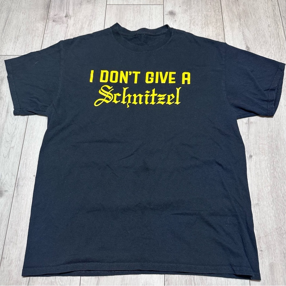 Funny Graphic Tee Size M “I Don’t Give a Schnitzel Blue T-Shirt Humor Shirt